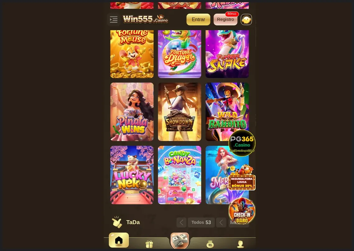 Lobby de jogos do Win555 Casino Casino, grade de miniaturas de jogos de slot, 21.10.2026
